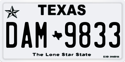 TX license plate DAM9833
