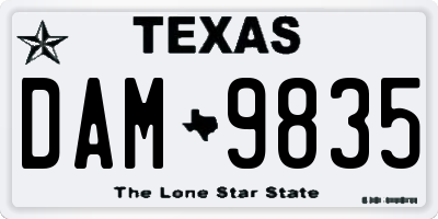 TX license plate DAM9835