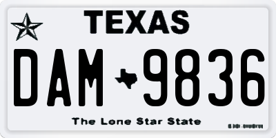 TX license plate DAM9836