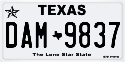 TX license plate DAM9837