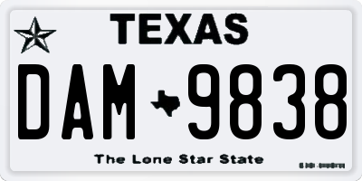 TX license plate DAM9838