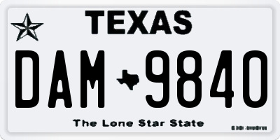 TX license plate DAM9840