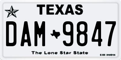 TX license plate DAM9847