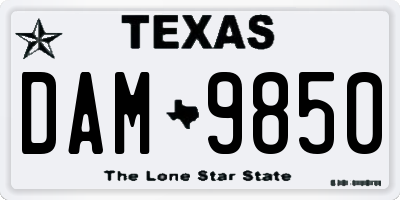 TX license plate DAM9850