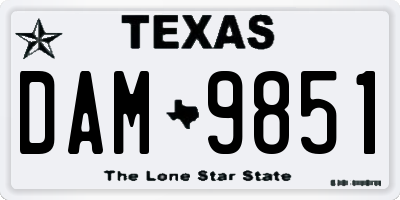 TX license plate DAM9851