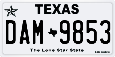 TX license plate DAM9853