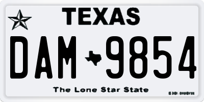 TX license plate DAM9854