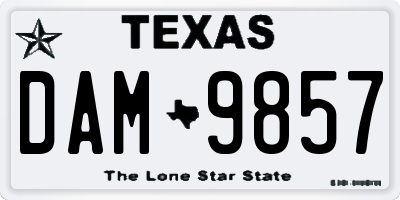 TX license plate DAM9857