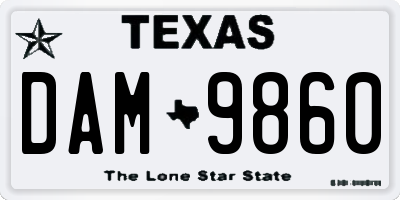 TX license plate DAM9860