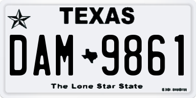 TX license plate DAM9861