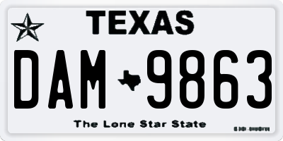 TX license plate DAM9863