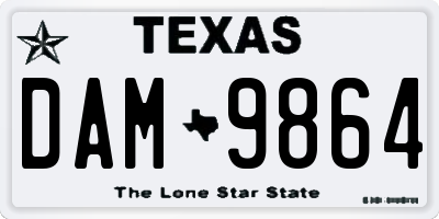 TX license plate DAM9864