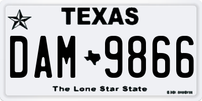 TX license plate DAM9866
