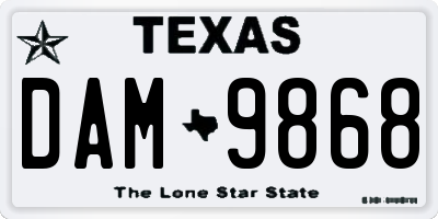 TX license plate DAM9868