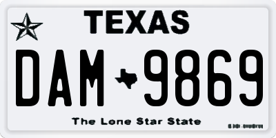 TX license plate DAM9869