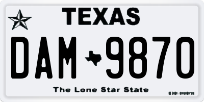 TX license plate DAM9870