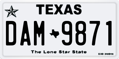 TX license plate DAM9871