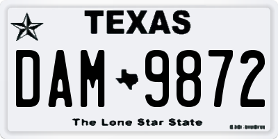 TX license plate DAM9872