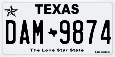 TX license plate DAM9874