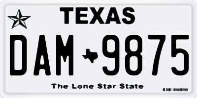 TX license plate DAM9875