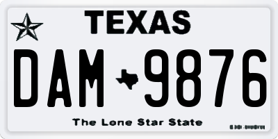 TX license plate DAM9876