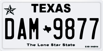 TX license plate DAM9877