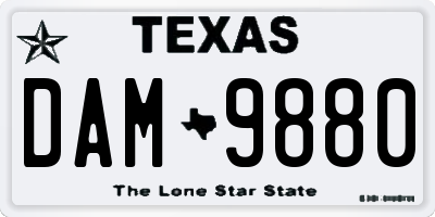TX license plate DAM9880