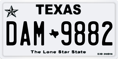 TX license plate DAM9882