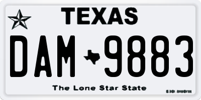 TX license plate DAM9883