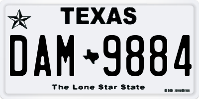 TX license plate DAM9884