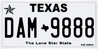 TX license plate DAM9888