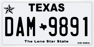 TX license plate DAM9891