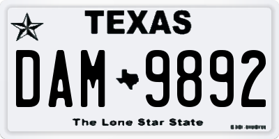 TX license plate DAM9892