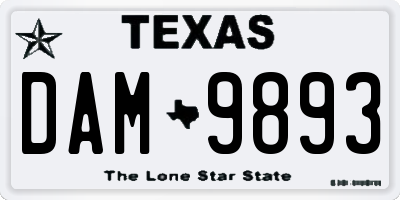 TX license plate DAM9893