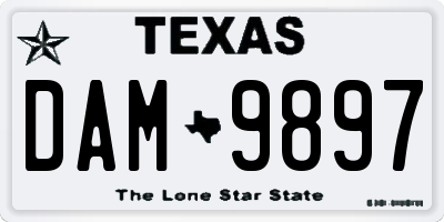 TX license plate DAM9897
