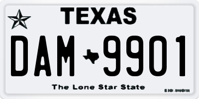 TX license plate DAM9901