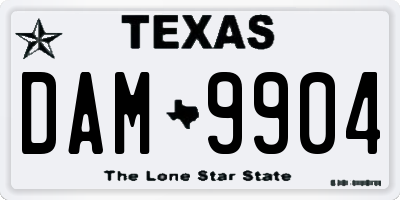 TX license plate DAM9904