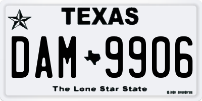 TX license plate DAM9906