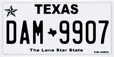 TX license plate DAM9907