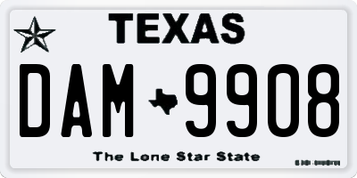 TX license plate DAM9908