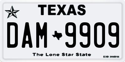 TX license plate DAM9909