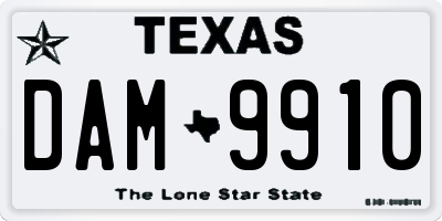 TX license plate DAM9910
