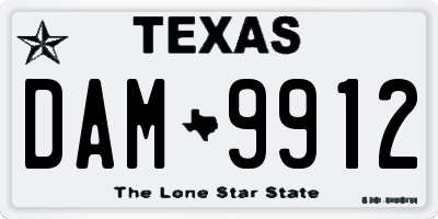 TX license plate DAM9912