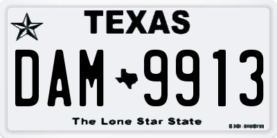 TX license plate DAM9913