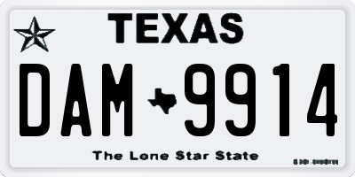 TX license plate DAM9914
