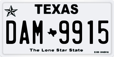 TX license plate DAM9915
