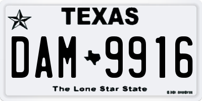 TX license plate DAM9916