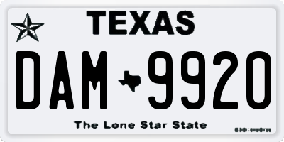 TX license plate DAM9920