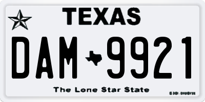 TX license plate DAM9921
