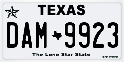 TX license plate DAM9923